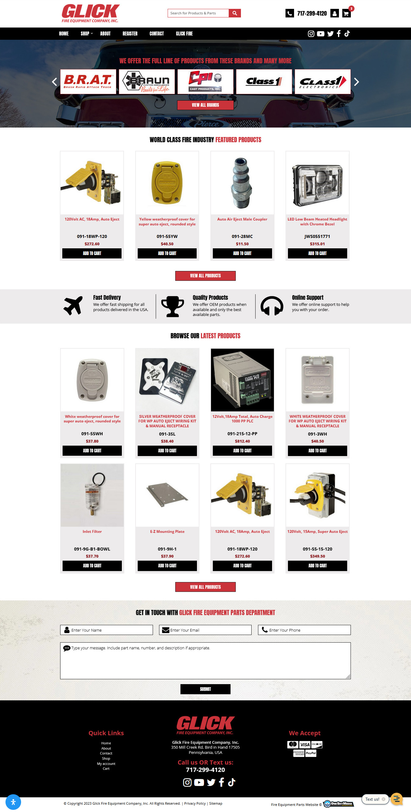 Glick Fire Equipment Parts Ecommerce Website Design