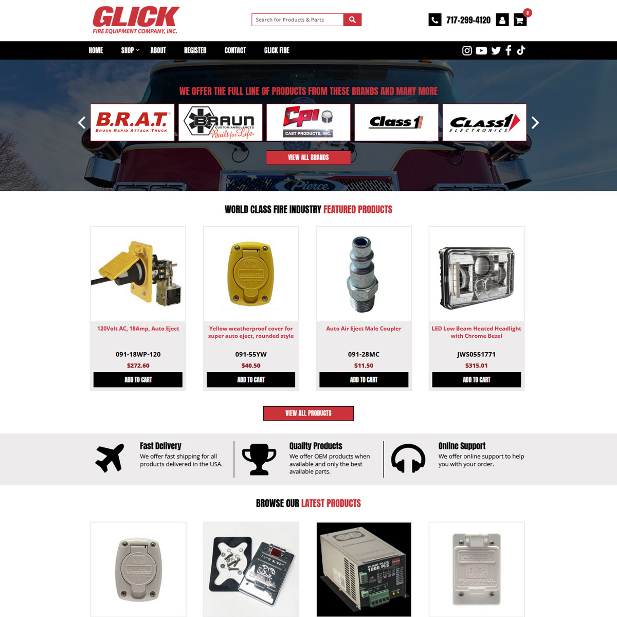Glick Fire Equipment Parts Ecommerce Website Design