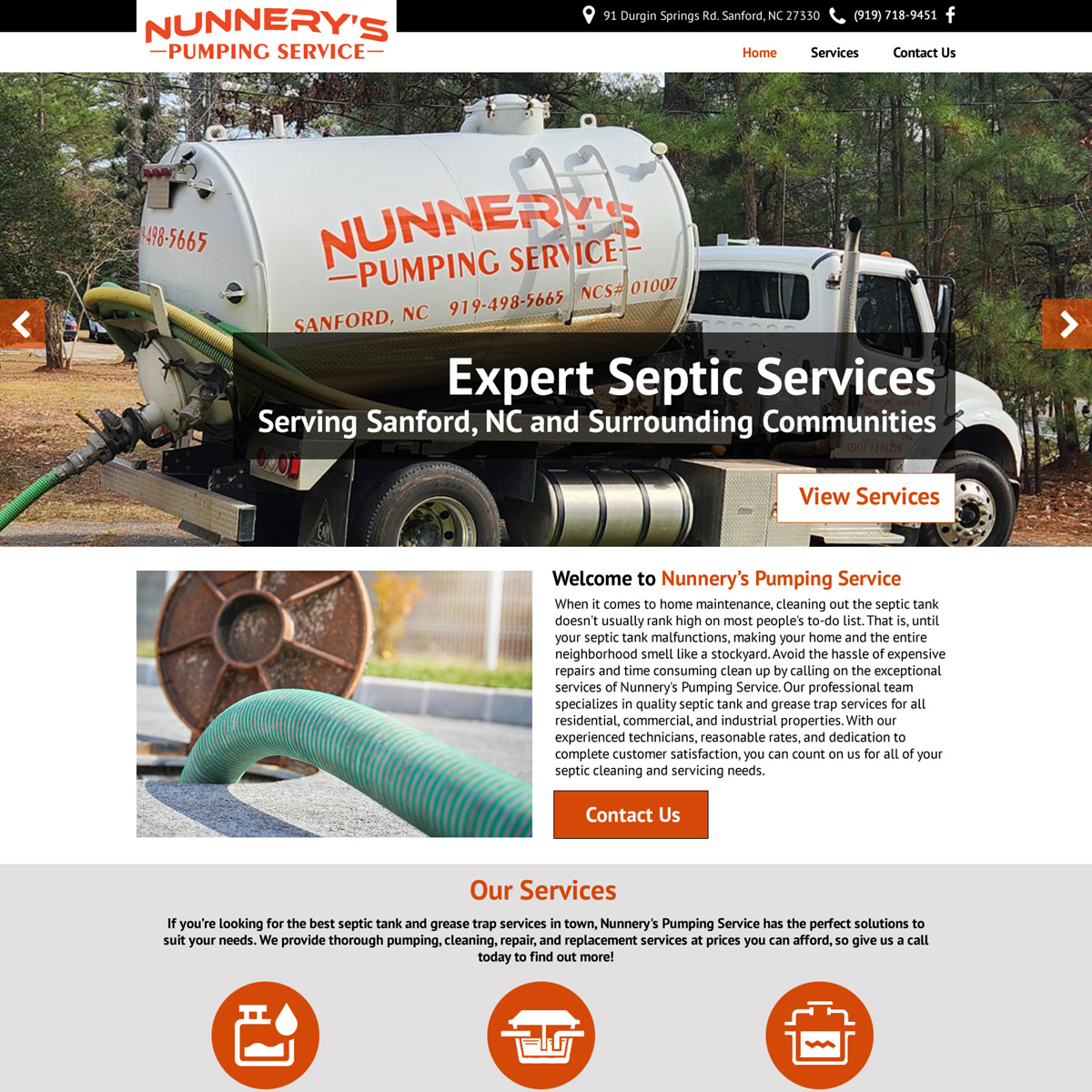 Nunnery’s Pumping Service Website Design
