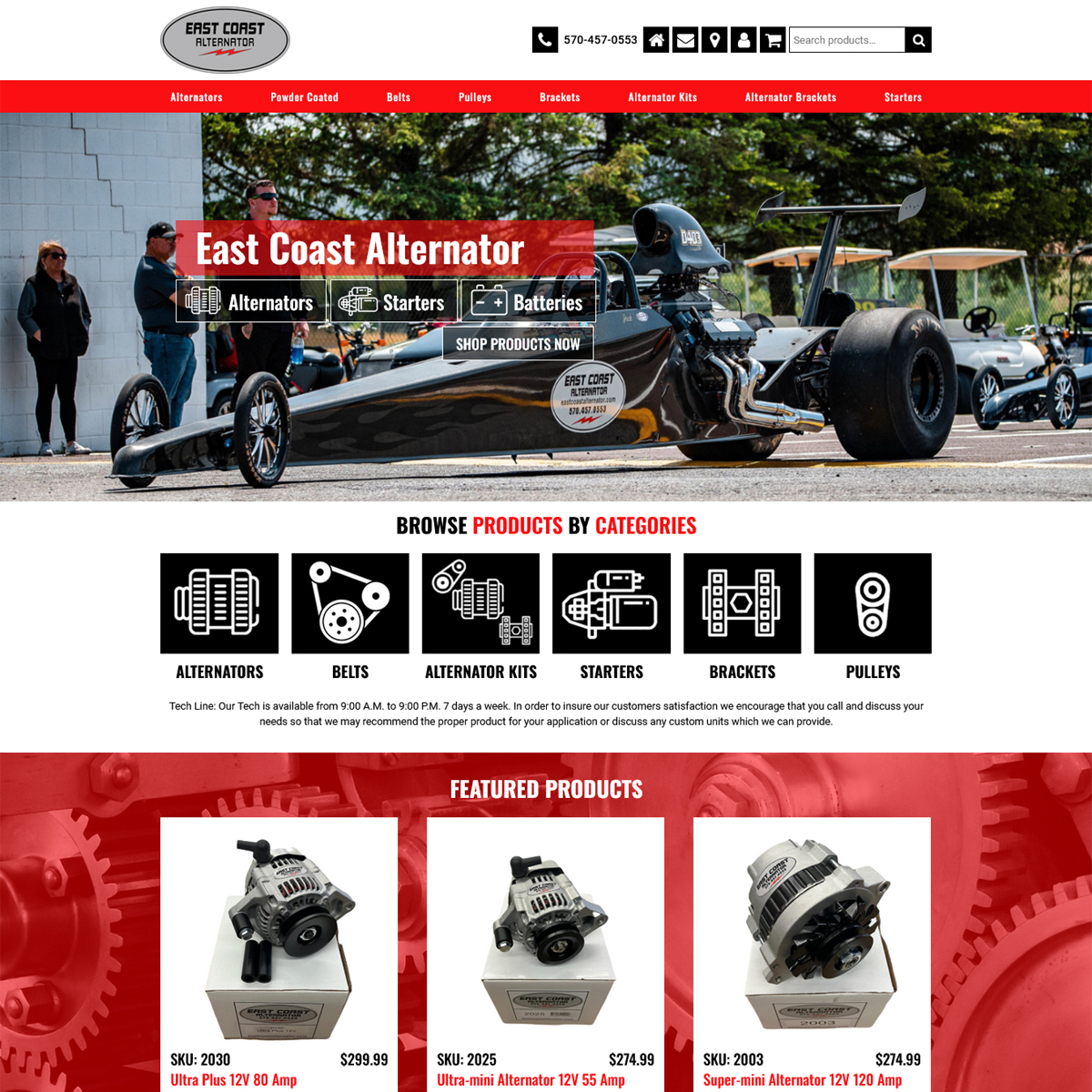 East Coast Alternators Website Design
