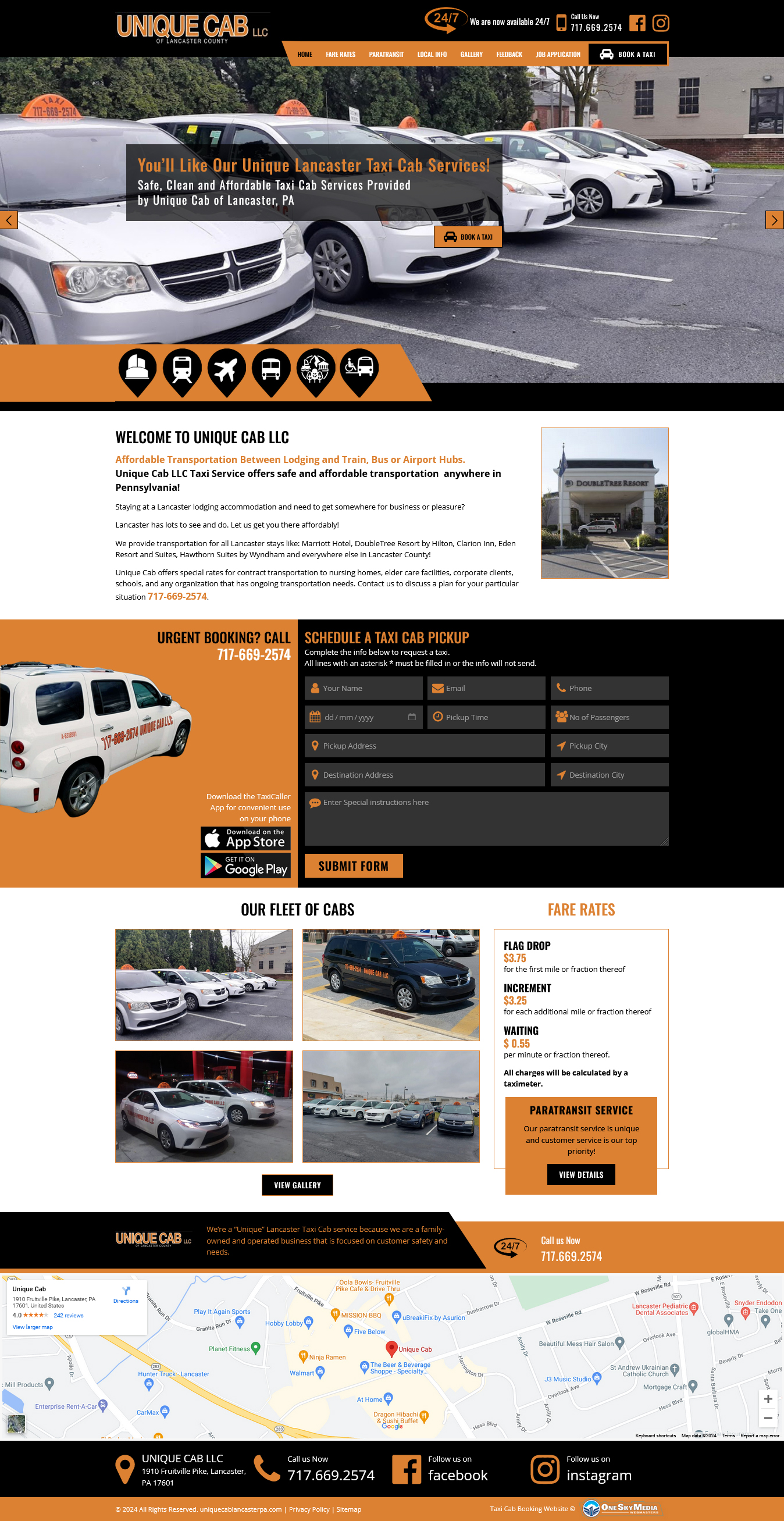 Unique Cab LLC – Taxi Cab Bookings Website Design