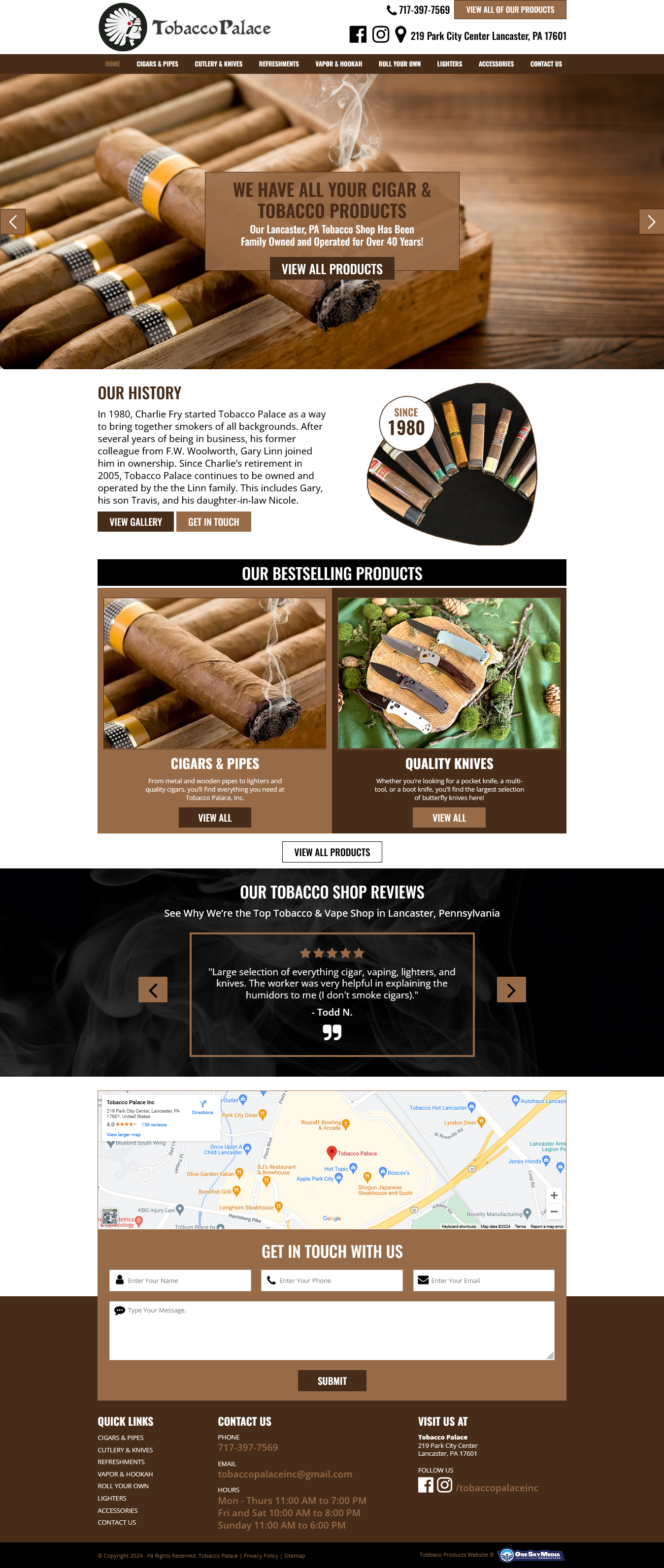 Tobacco Palace Website Design