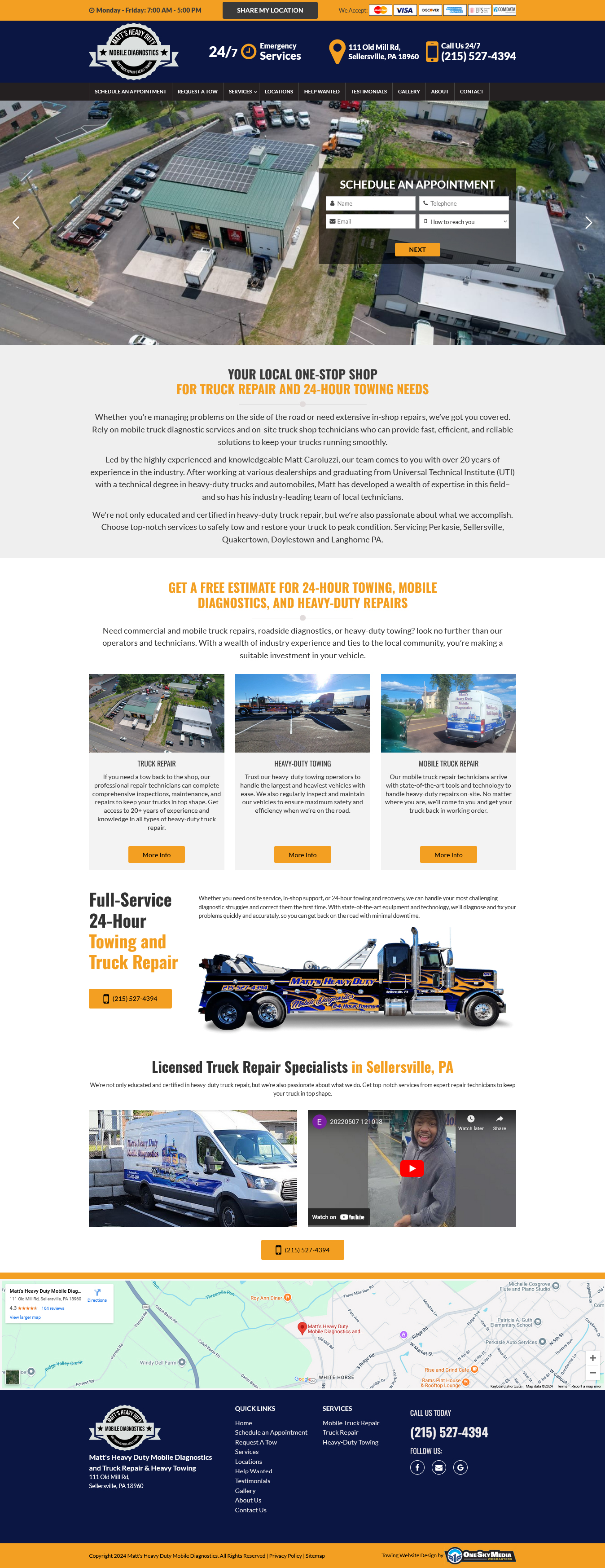 Matt’s Heavy Duty Mobile Diagnostics and Truck Repair & Heavy Towing Website Design