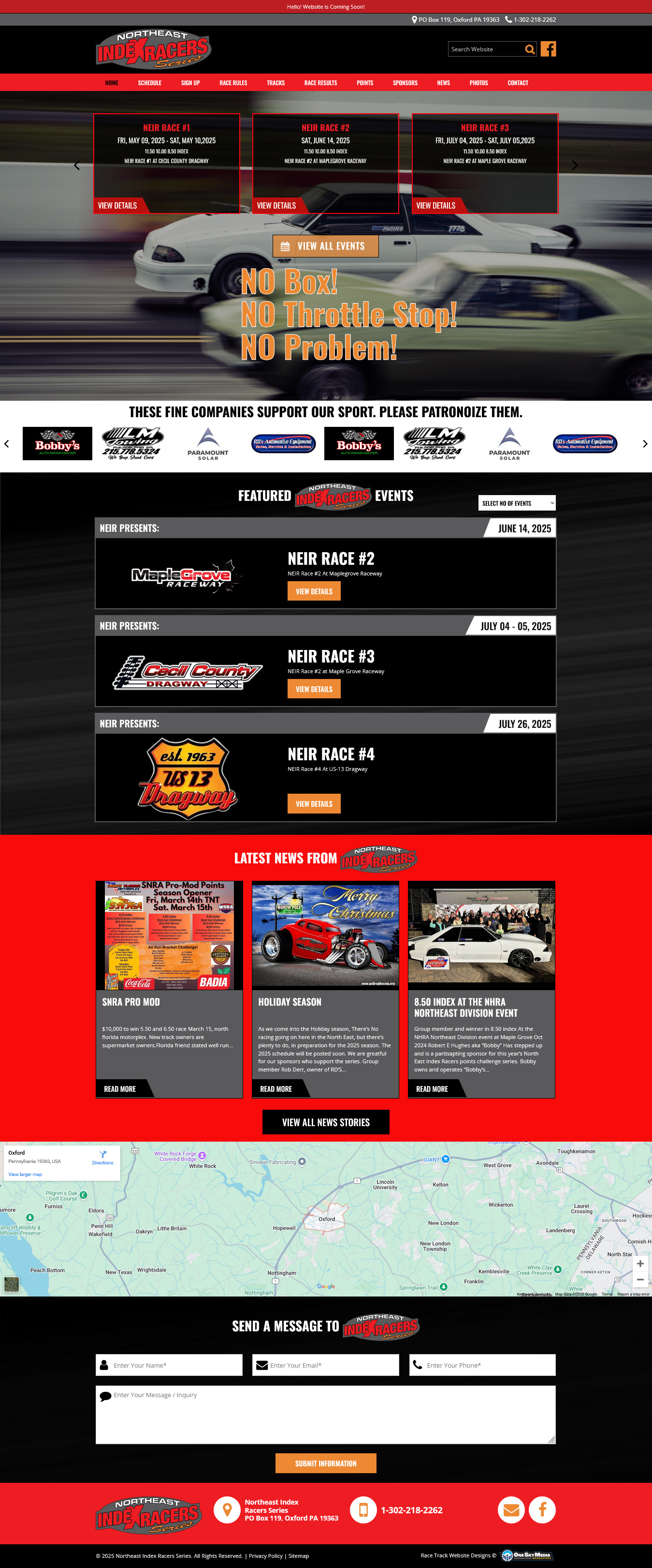 Northeast Index Racers Series Website Design