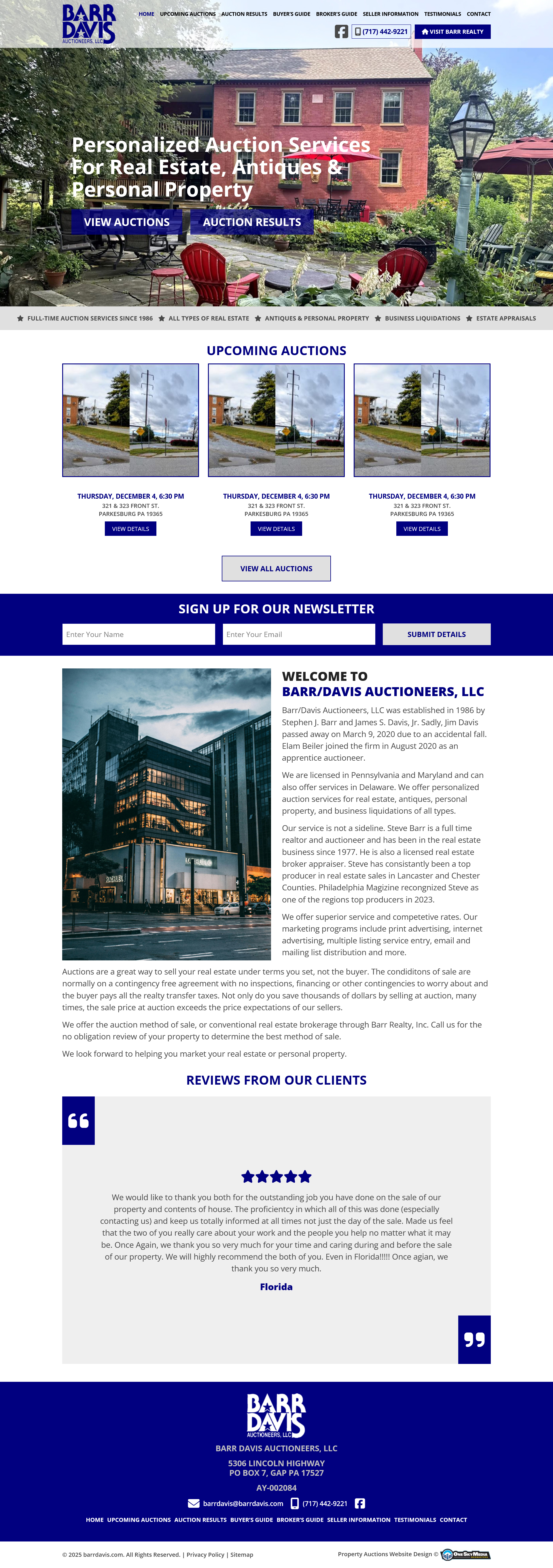 Barr Davis Auctioneers, LLC Website Design